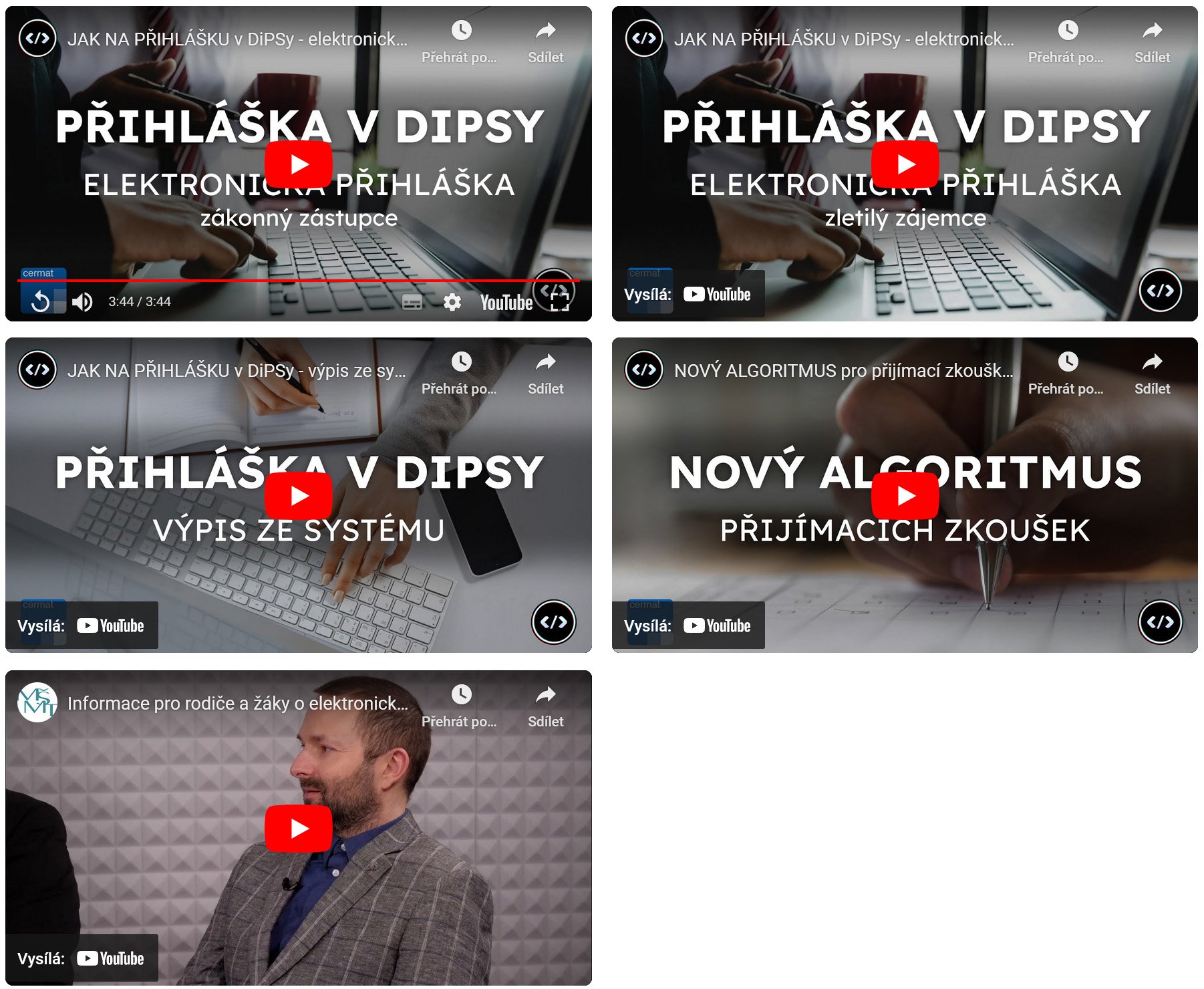 Videonávody k novému přijímacímu řízení 2024